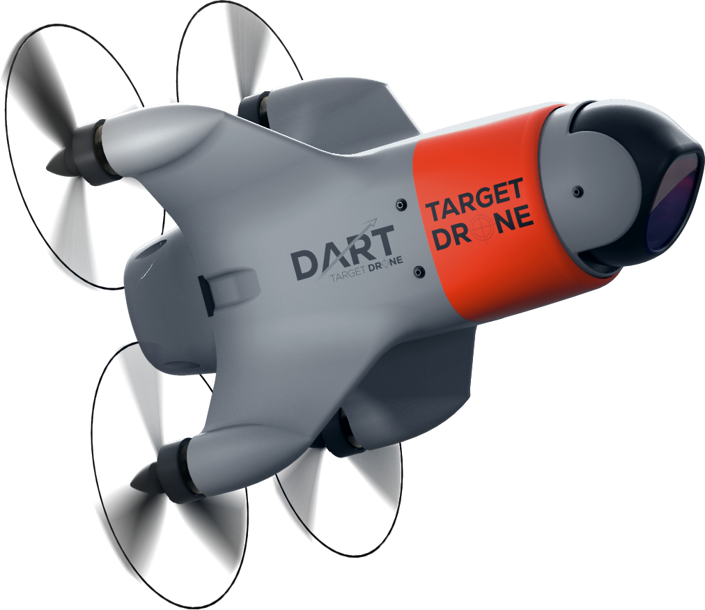 Studio render of the DART Target Drone in orange target-drone livery
