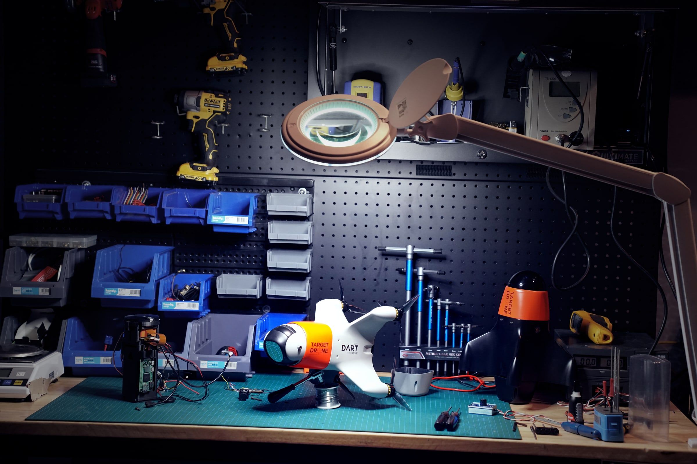 DART drone on a workbench in the Remote Sense workshop